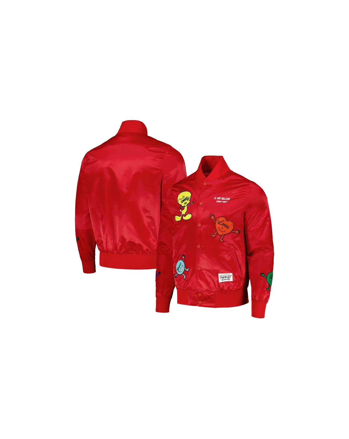 Men's Red Looney Tunes Positive Energy Satin Full-Snap Jacket