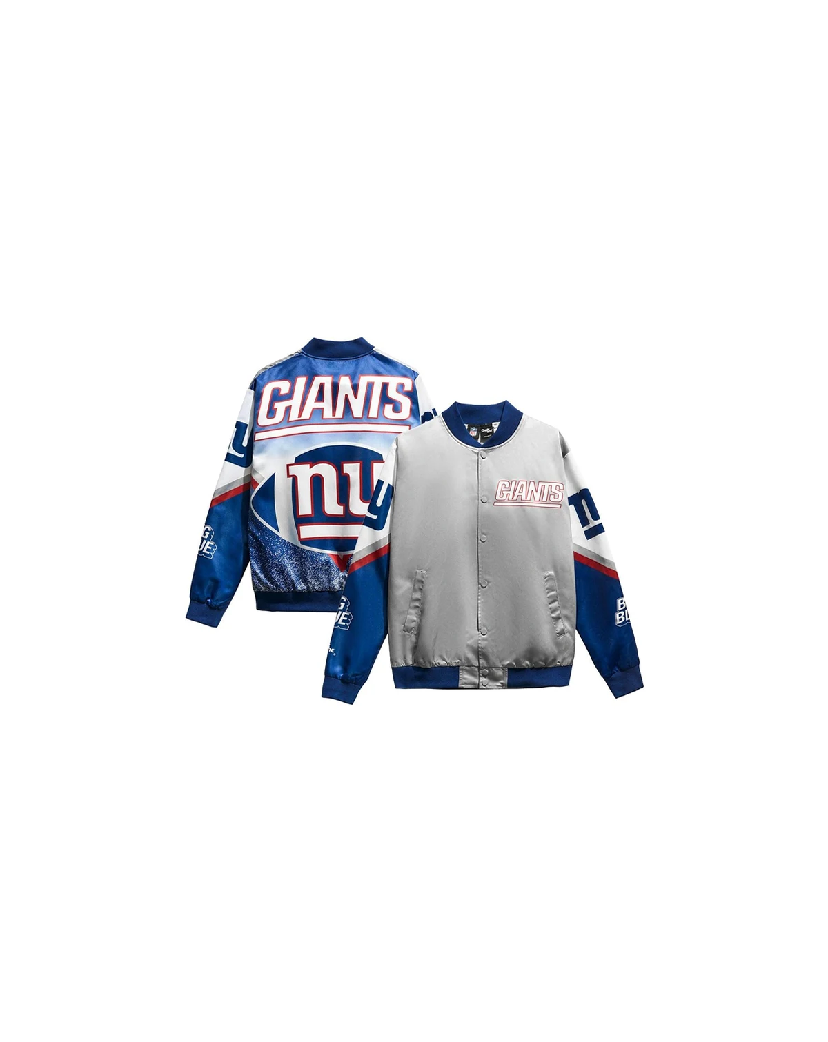 Men's Gray New York Giants Fanimation Satin Full-Snap Jacket