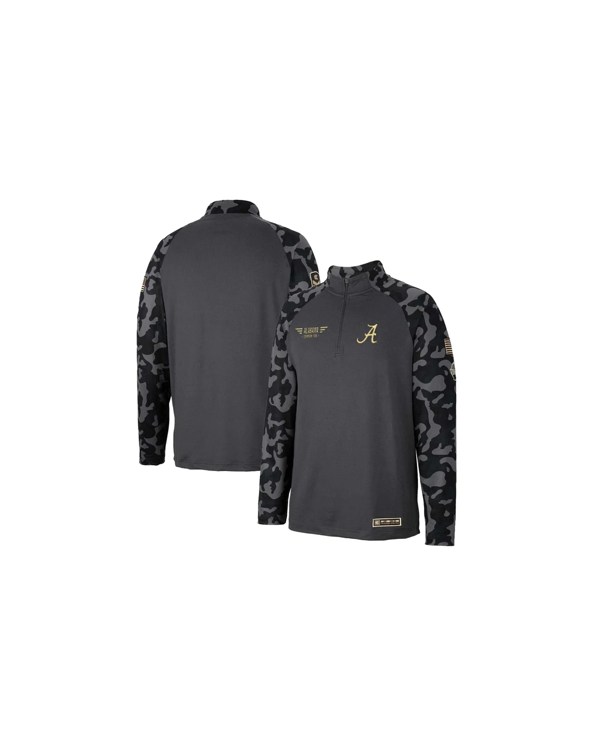 Men's Charcoal Alabama Crimson Tide OHT Military-Inspired Appreciation Long Range Raglan Quarter-Zip Jacket