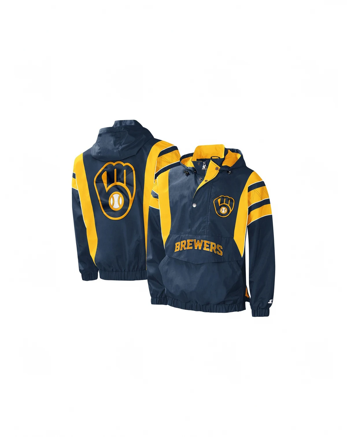 Men's Navy Milwaukee Brewers Impact Hoodie Half-Zip Jacket