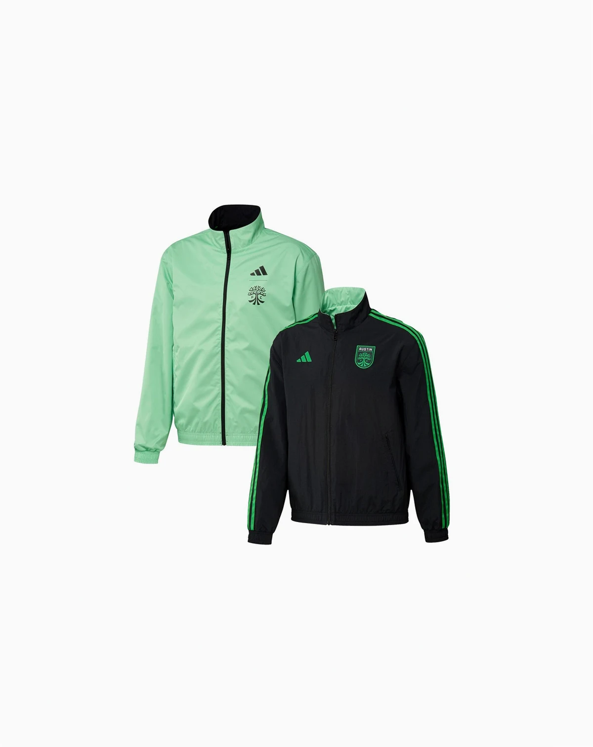 Men's Black and Green Austin FC 2023 On-Field Anthem Full-Zip Reversible Team Jacket