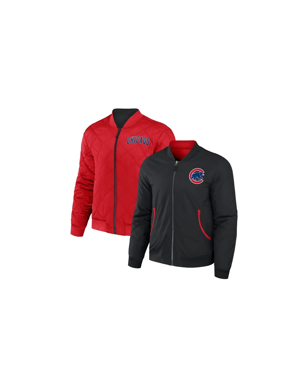 Men's Darius Rucker Collection by Black, Red Chicago Cubs Reversible Full-Zip Bomber Jacket