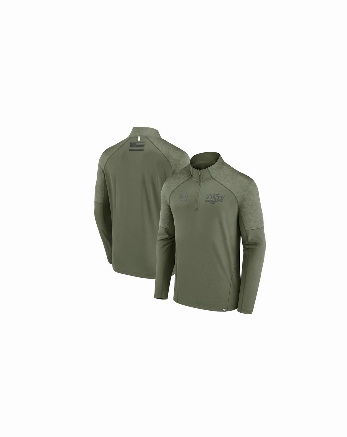 Men's Olive Oklahoma State Cowboys OHT Military-Inspired Appreciation Titan Raglan Quarter-Zip Jacket