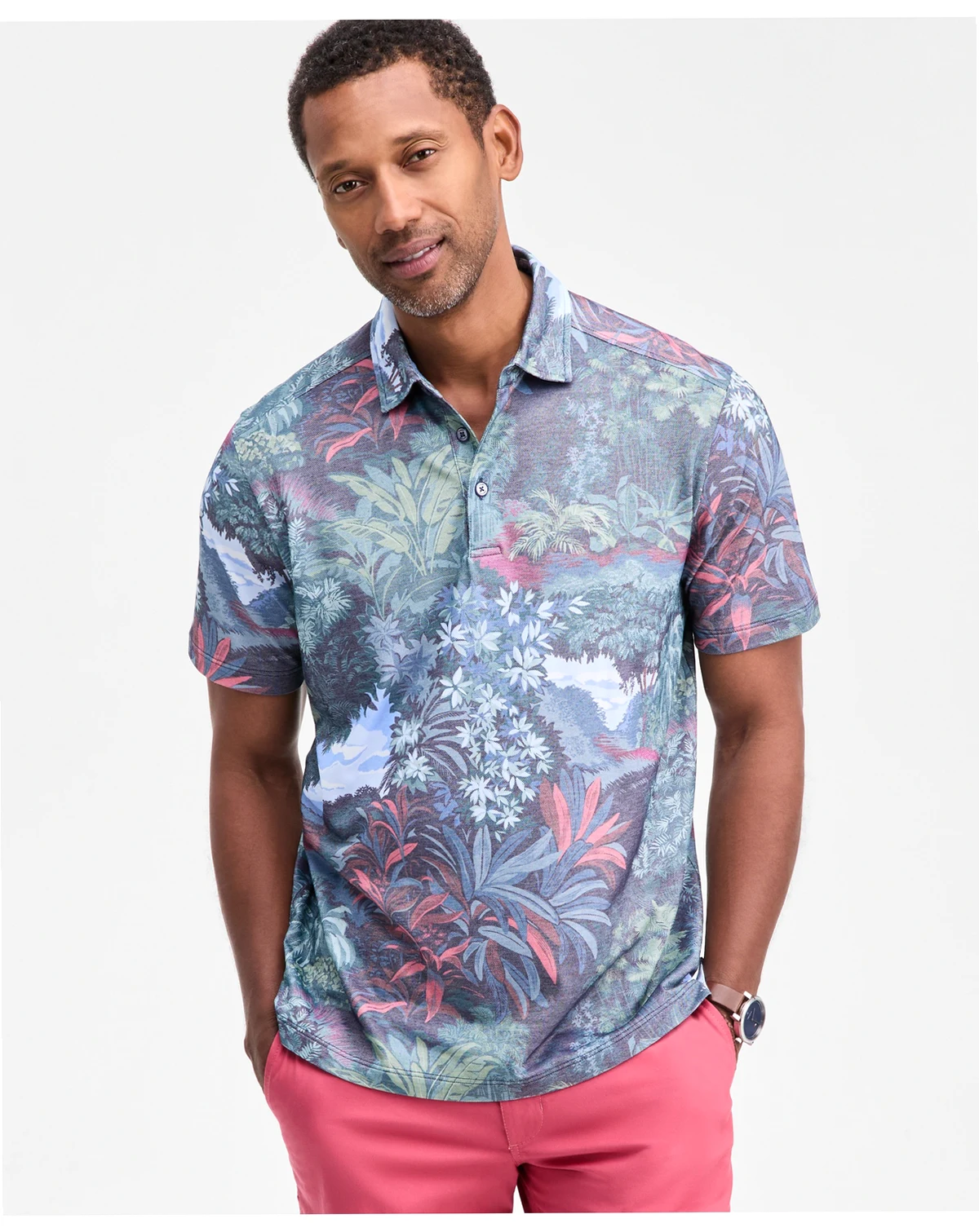 Men's Geneva Jungle Printed Polo Shirt