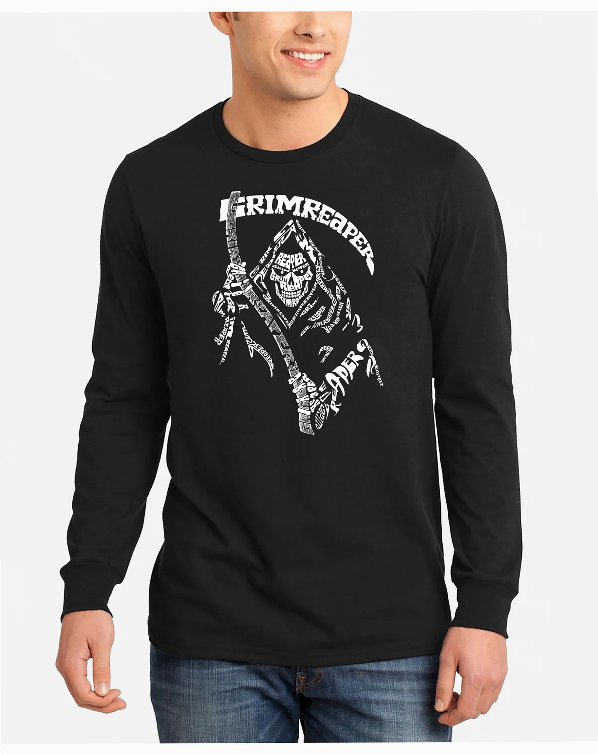 Men's Grim Reaper Word Art Long Sleeve T-shirt