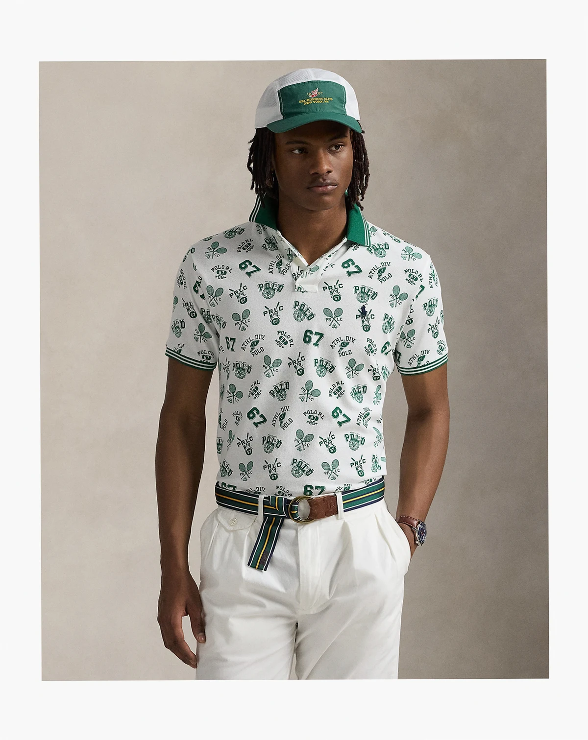 Men's Classic-Fit Print Mesh Polo Shirt
