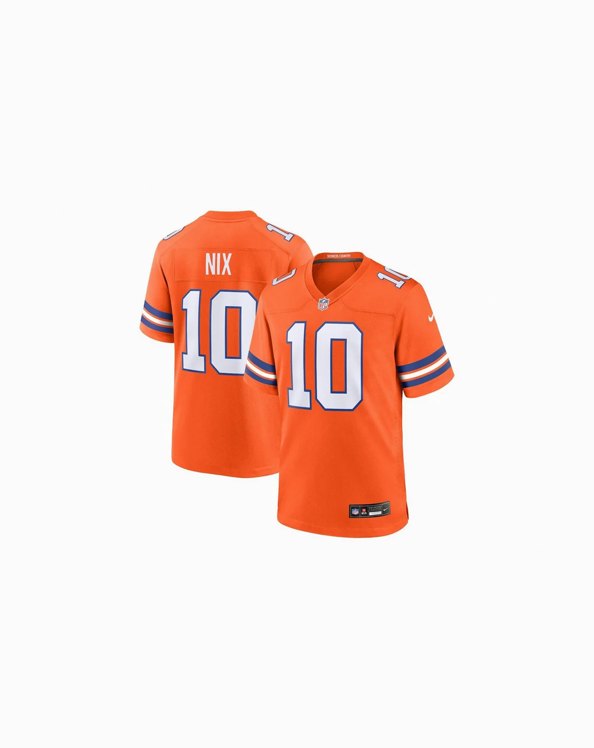 Men's Bo Nix Orange Denver Broncos Mile High Collection 1977 Throwback Player Game Jersey