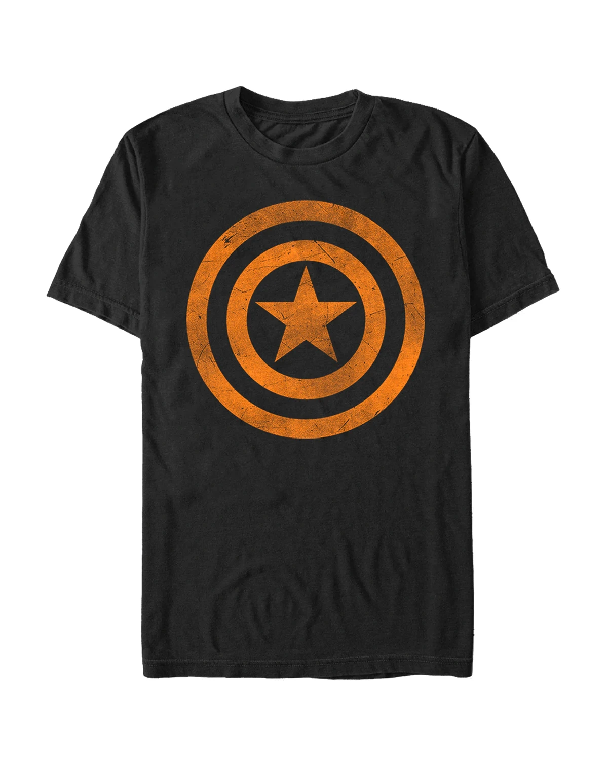 Marvel Men's Captain America Distressed Orange Shield Logo Short Sleeve T-Shirt