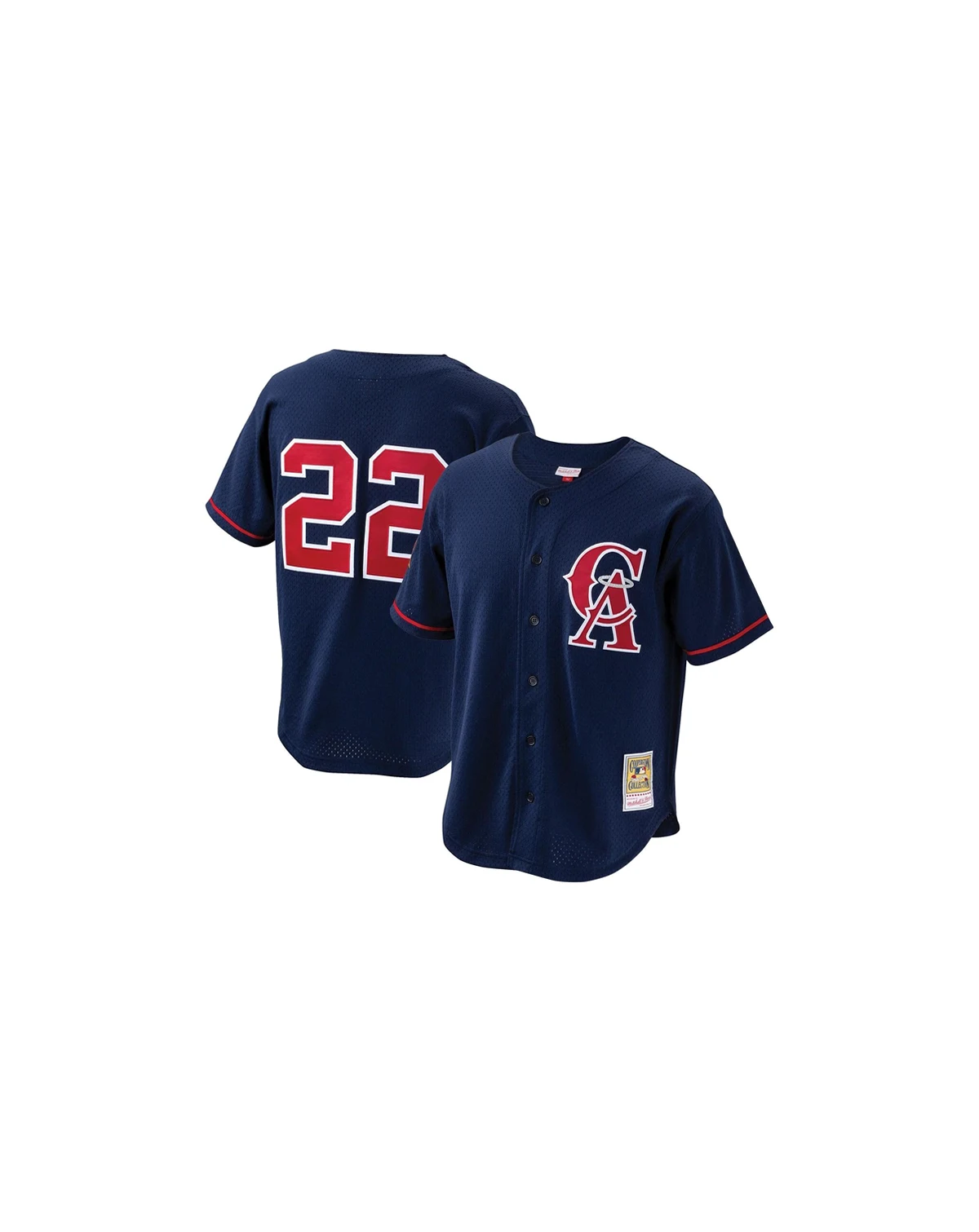 Men's Bo Jackson Navy California Angels Cooperstown Collection Mesh Batting Practice Button-Up Jersey