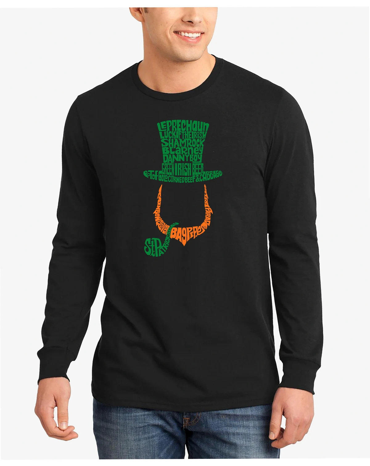 Men's Leprechaun Word Art Long Sleeve T-shirt