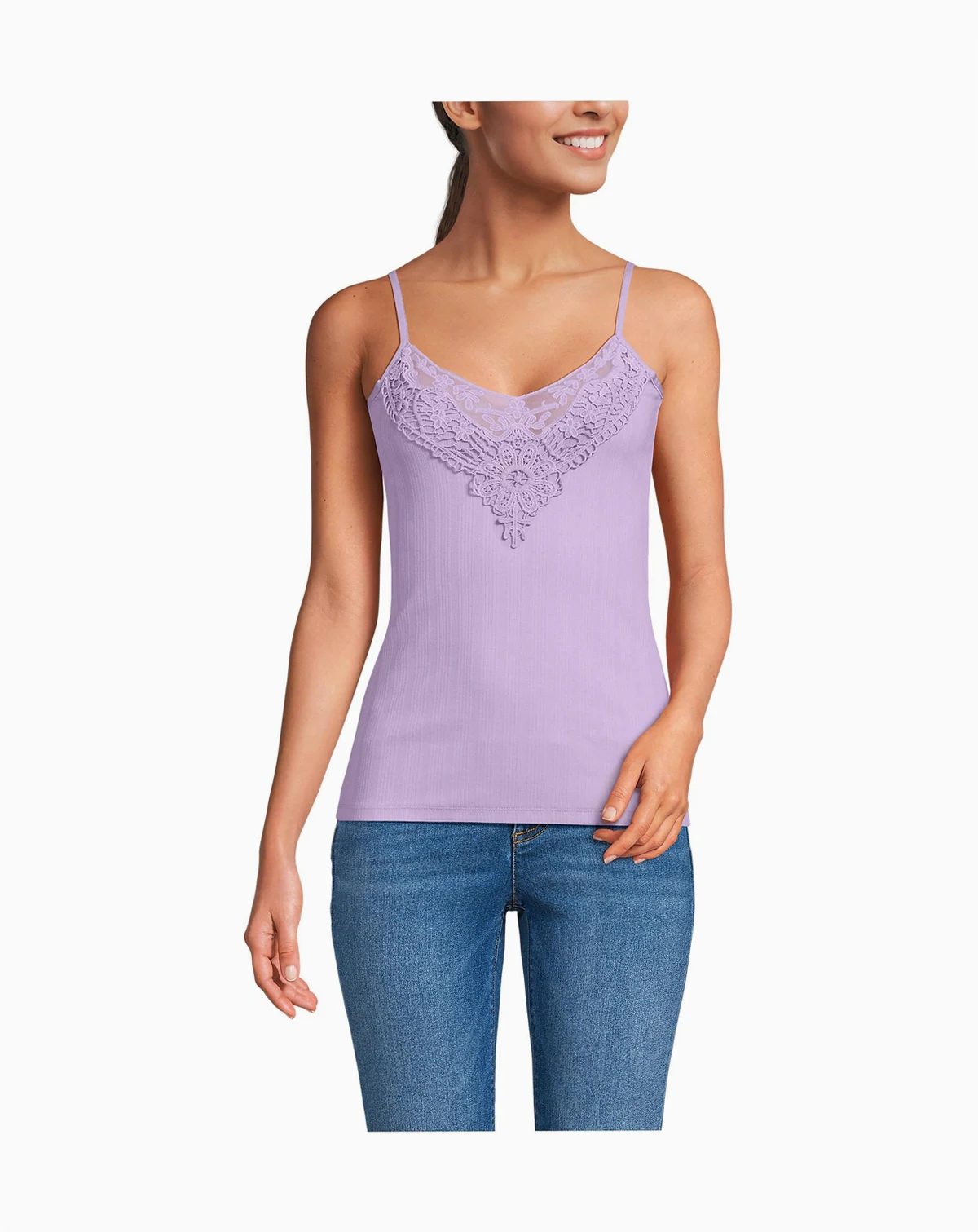 Women's Variegated Micro Rib Lace Trim Cami