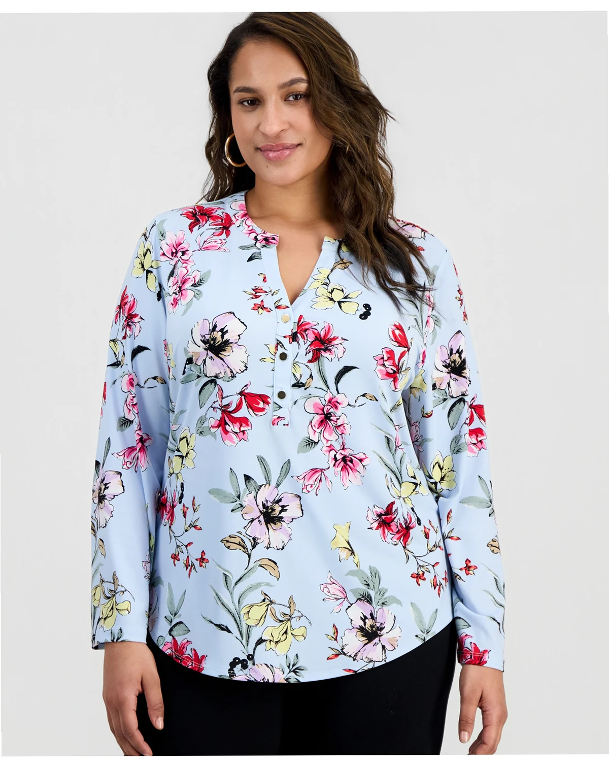 Plus Size Split-Neck Top, Macy's Exclusive