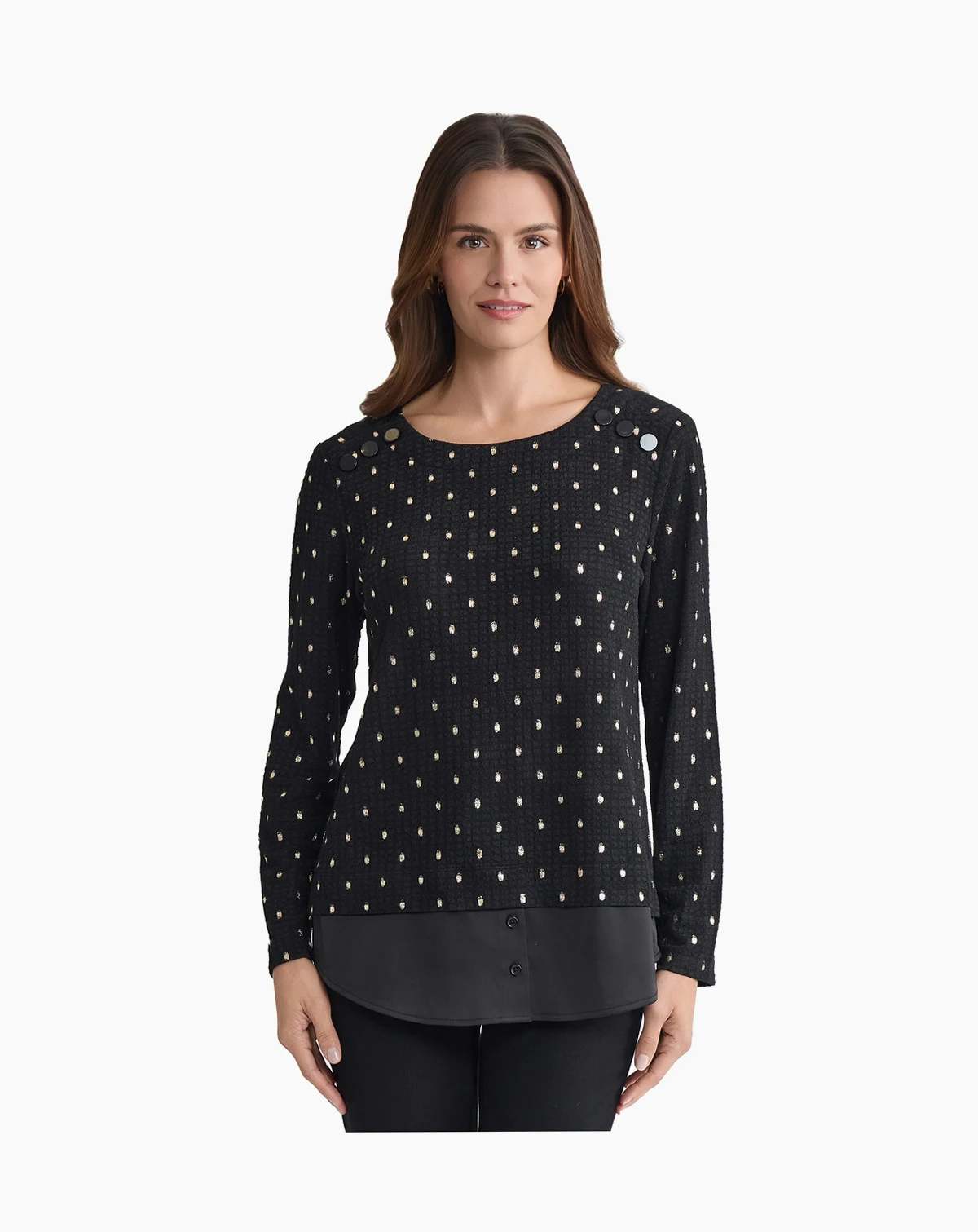 Women's Textured Contrast-Hem Top