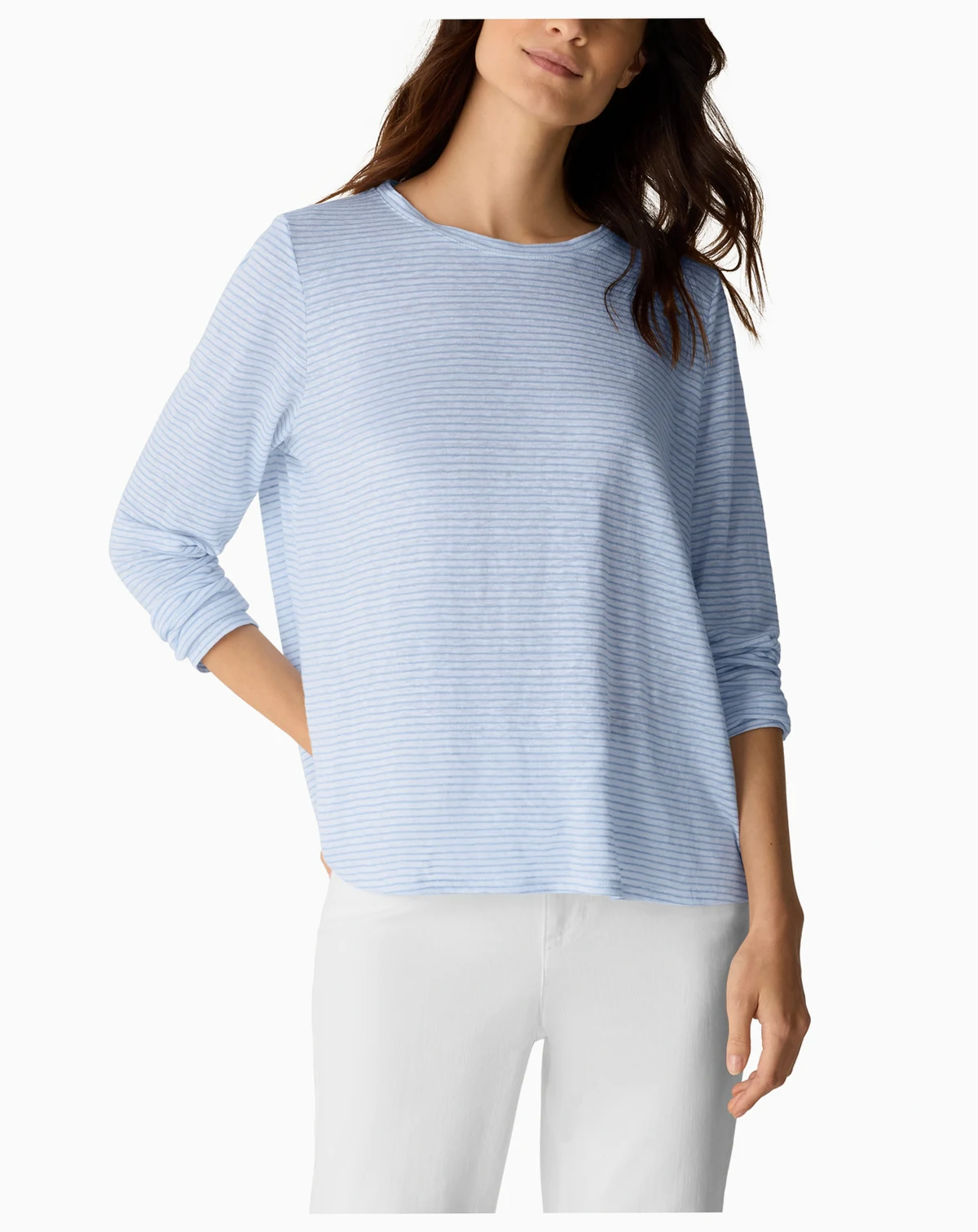 Women's Yarn-Dyed Stripe Crew Neck T-Shirt, Regular And Petites