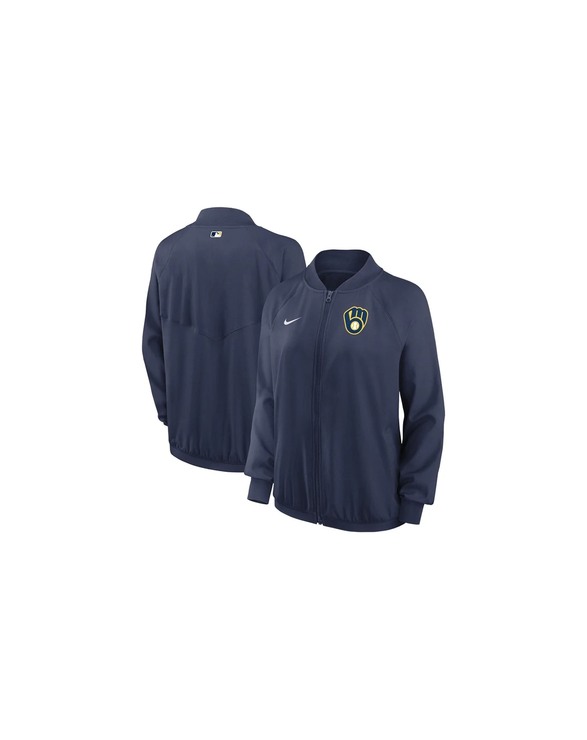 Women's Navy Milwaukee Brewers Authentic Collection Team Raglan Performance Full-Zip Jacket