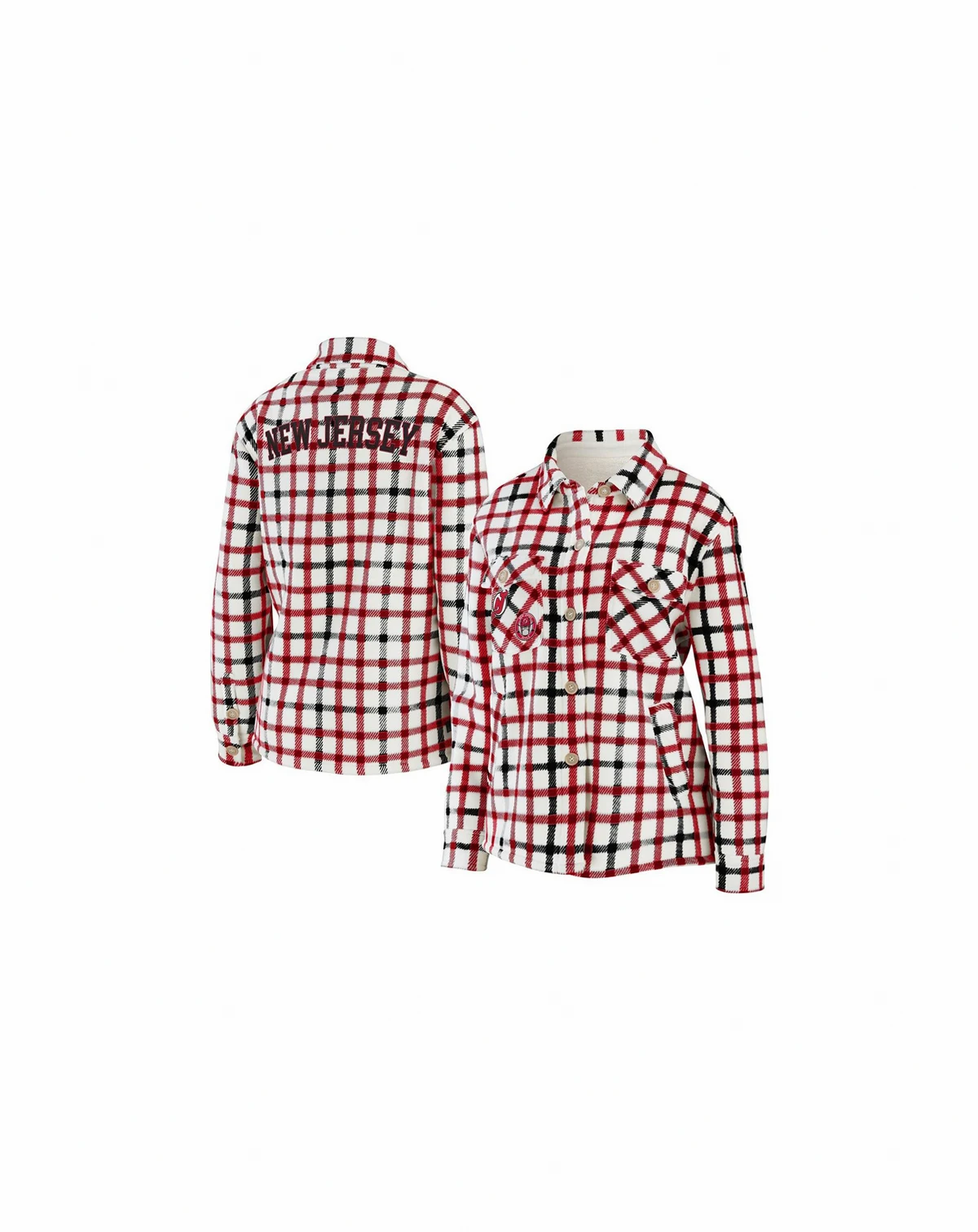 Women's Oatmeal New Jersey Devils Plaid Button-Up Shirt Jacket