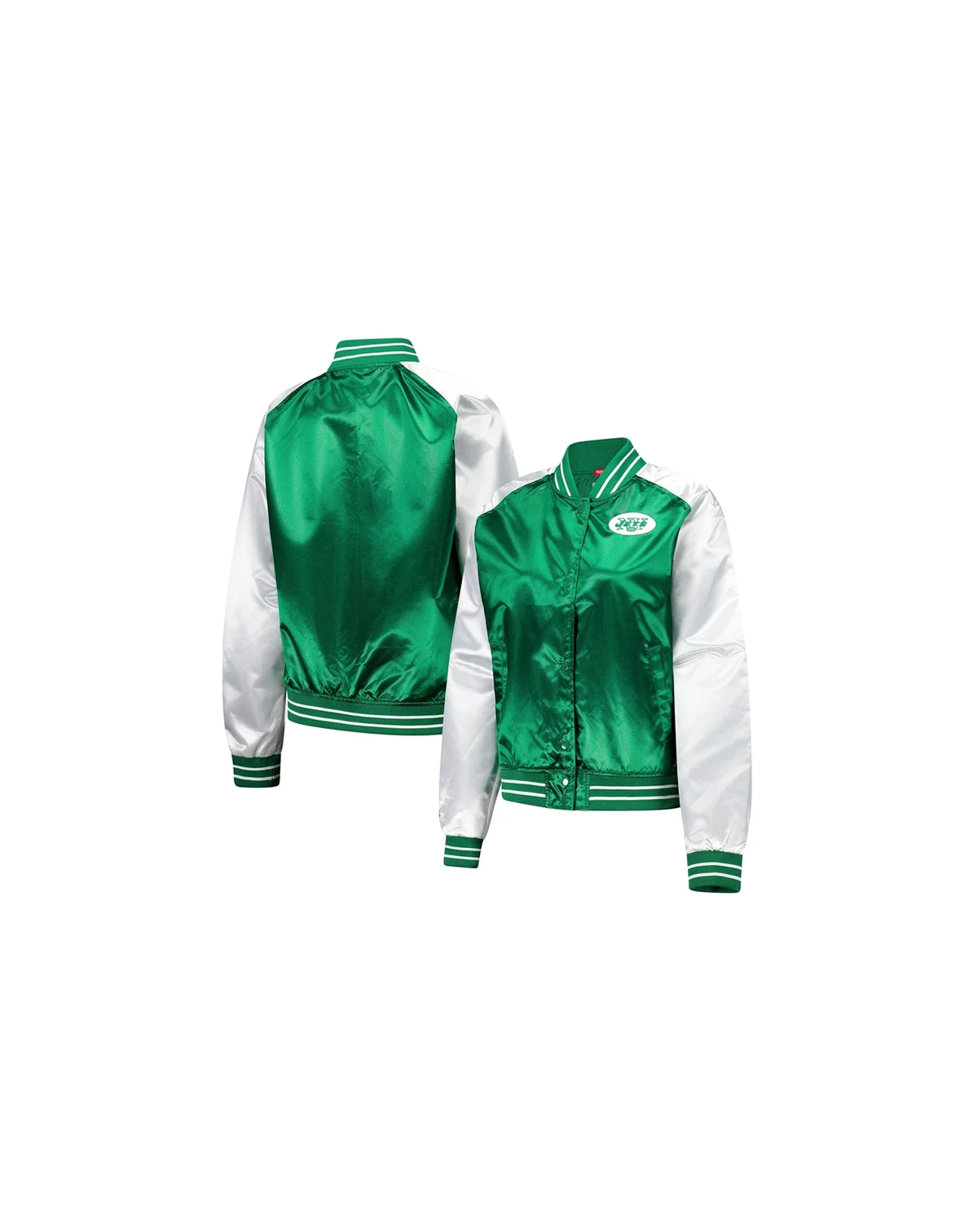 Women's Green New York Jets Team 2.0 Satin Raglan Full-Snap Jacket