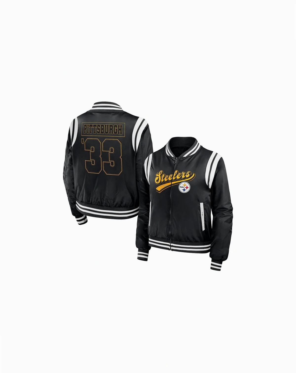 Women's Black Pittsburgh Steelers Bomber Full-Zip Jacket