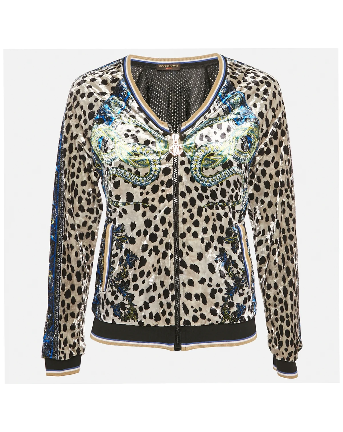 Women's Gym Multicolor Printed Velvet Zip -Up Jacket