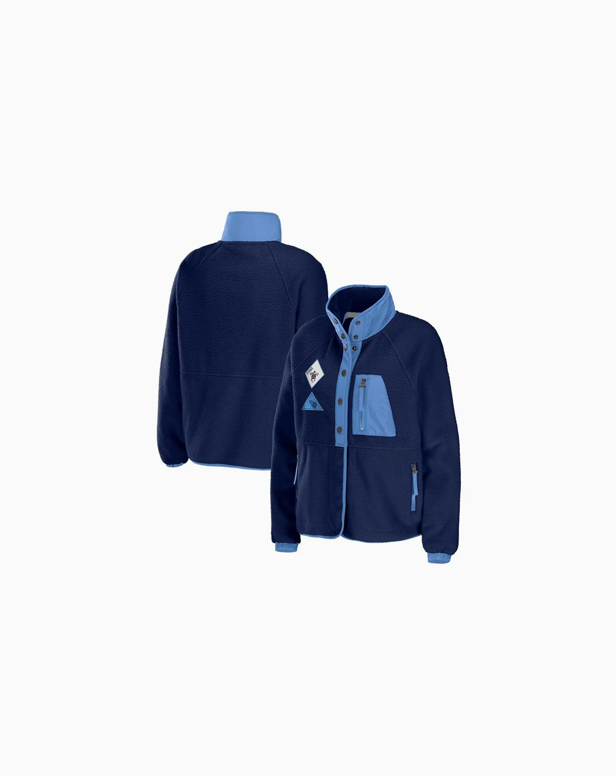Women's Navy Tennessee Titans Polar Fleece Raglan Full-snap Jacket