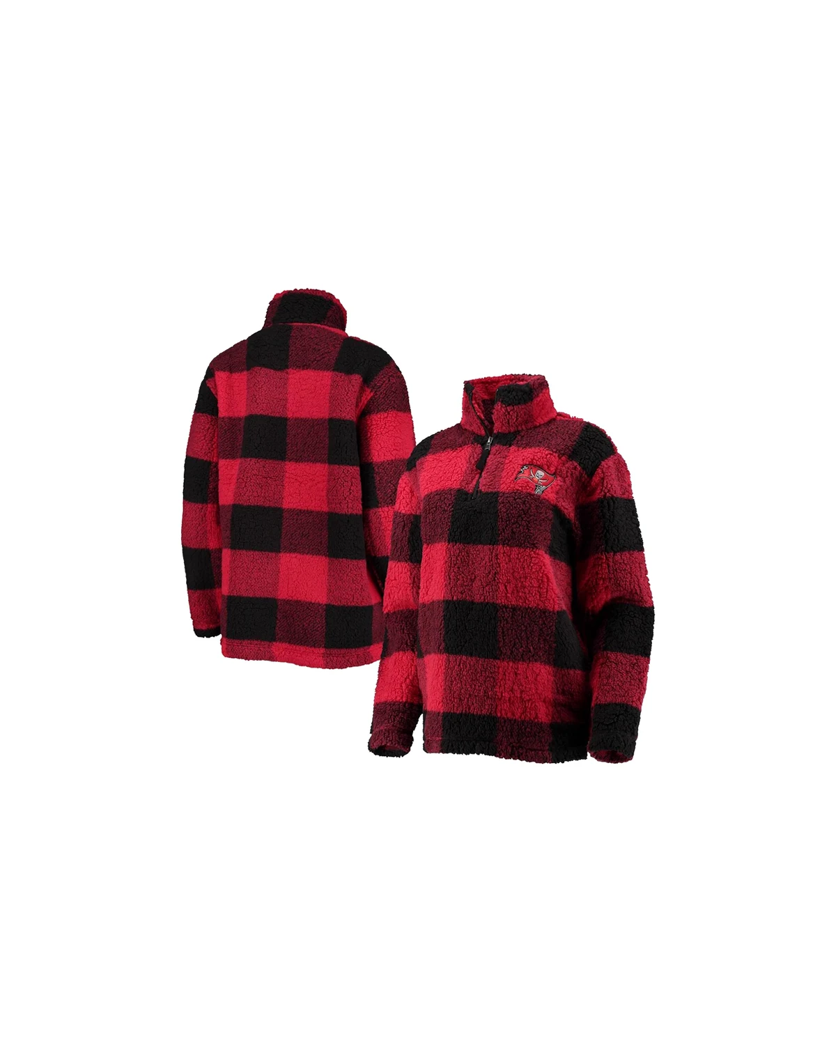 Women's Red Tampa Bay Buccaneers Sherpa Plaid Quarter-Zip Jacket