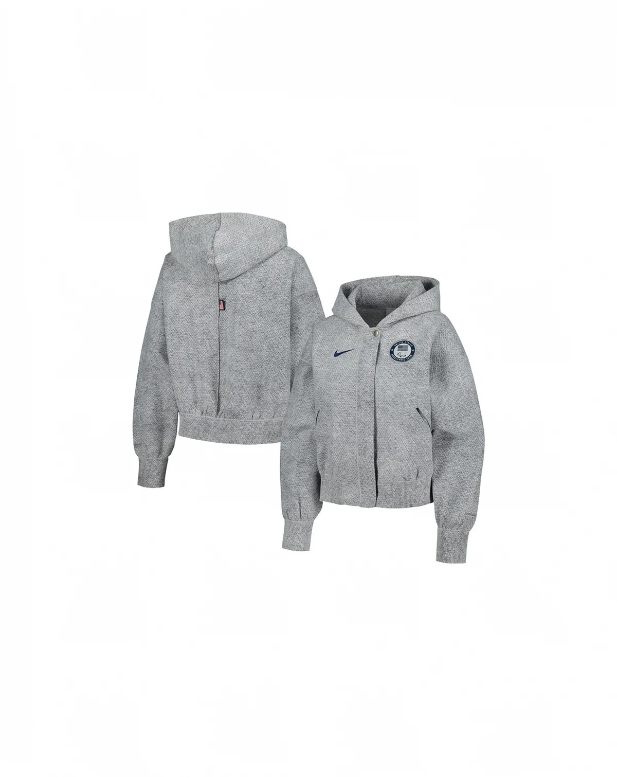 Women's Gray U.S. Paralympics 2024 Paralympics Media Day Oversized Cropped Performance Full-Zip Hoodie Jacket