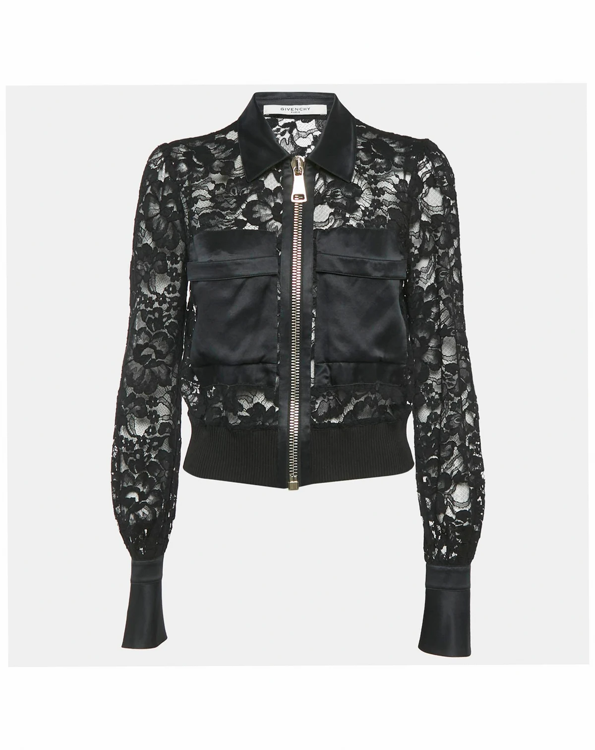 Women's Black Lace And Satin Sheer Jacket