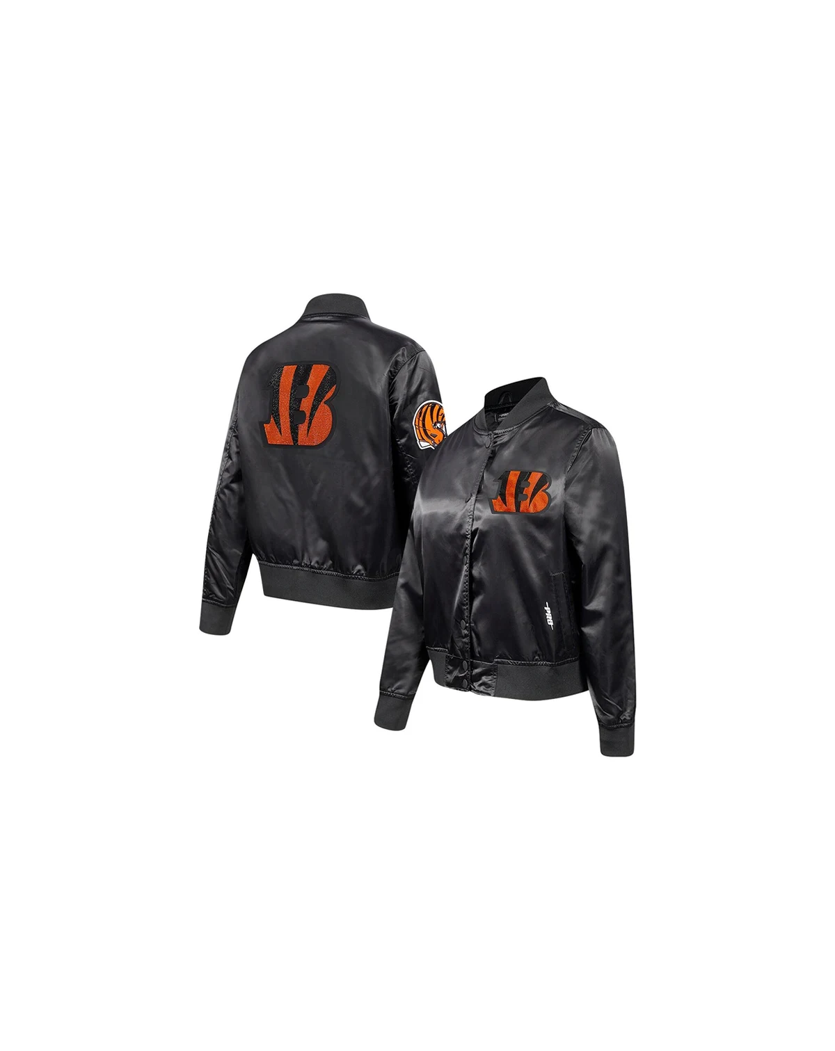 Women's Black Cincinnati Bengals Jeweled Satin Full-Snap Jacket