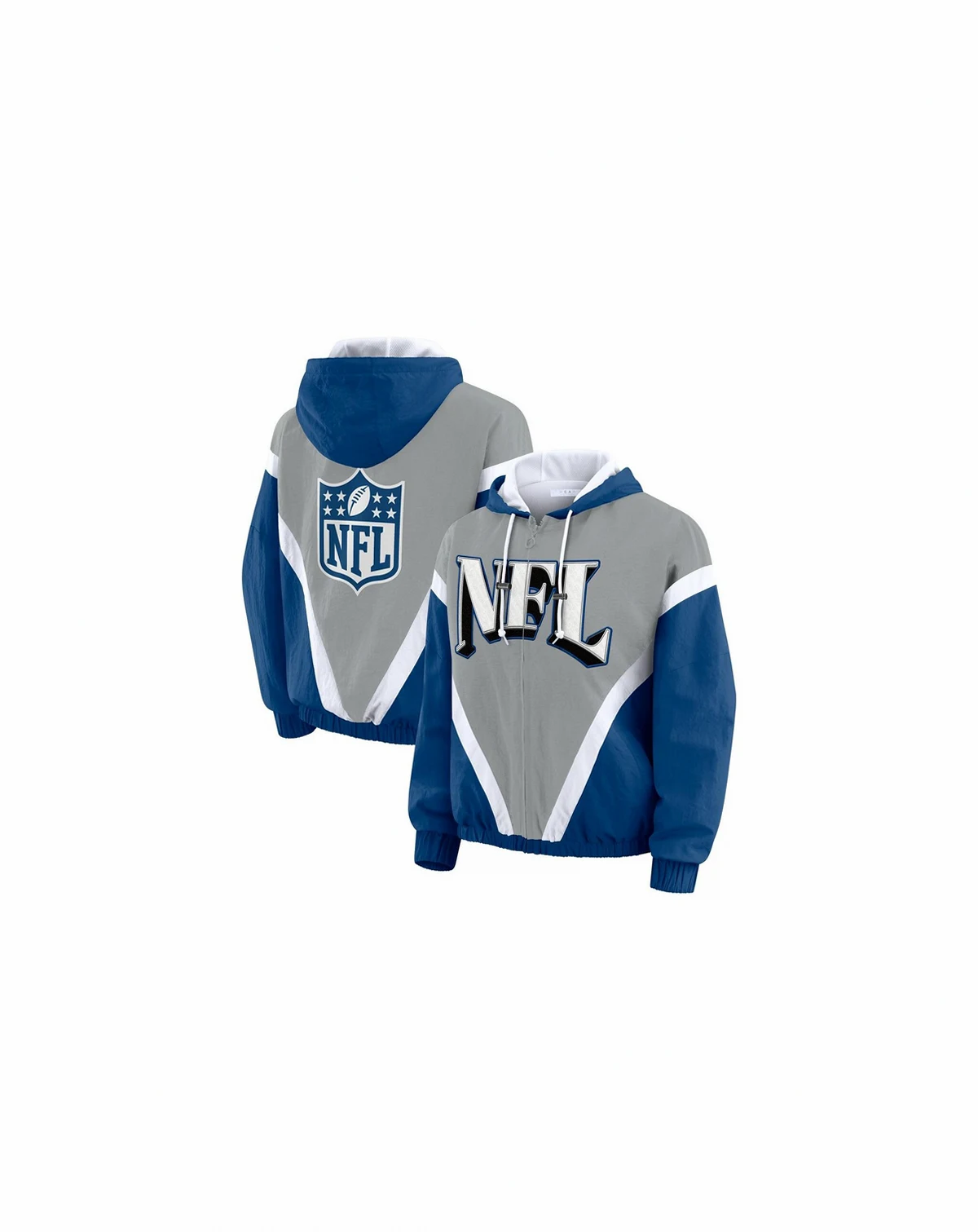 Women's Silver/Blue Shield Merchandise Retro Crinkle Full-Zip Hoodie Windbreaker Jacket
