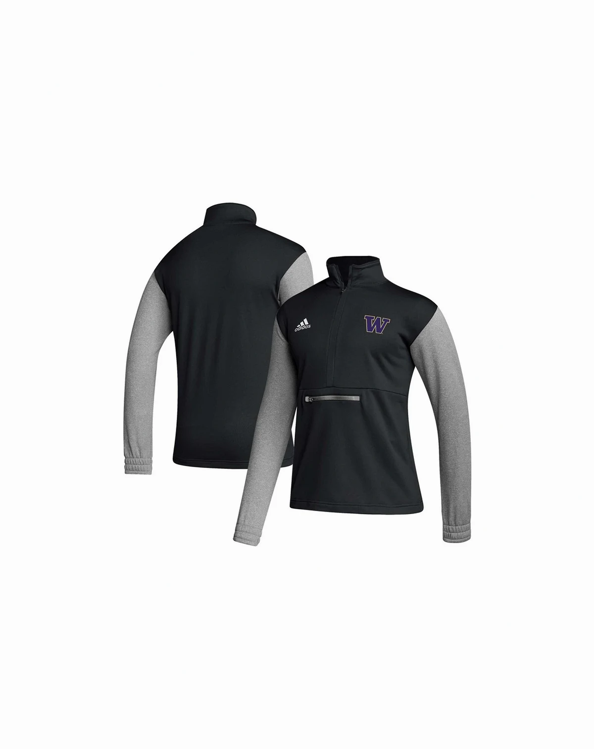Men's Black Washington Huskies Team Issue AEROREADY Quarter-Zip Jacket