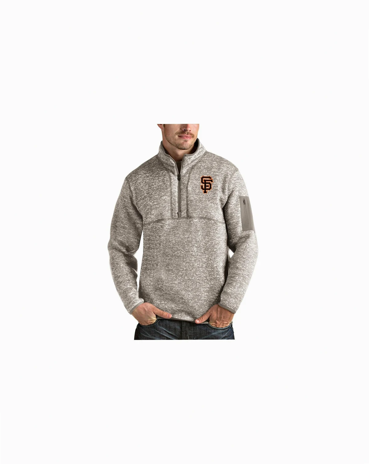 Men's Oatmeal San Francisco Giants Fortune Quarter-Zip Pullover Jacket