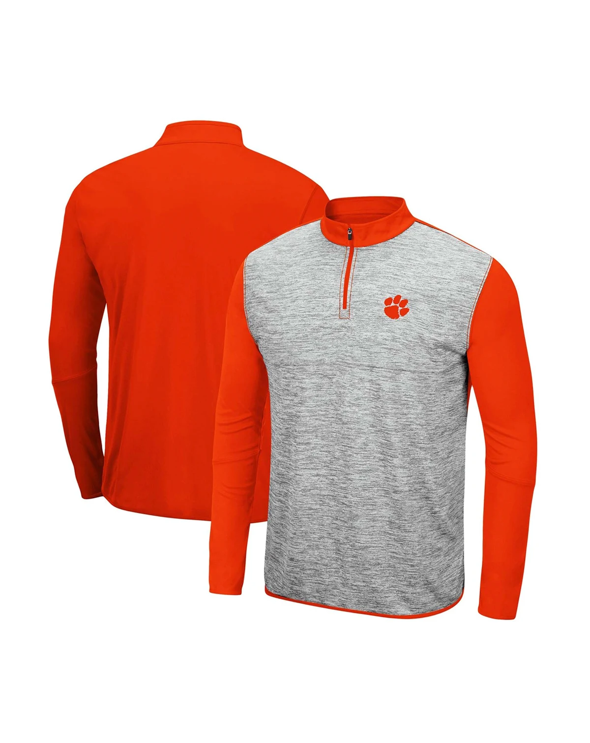 Men's Heathered Gray, Orange Clemson Tigers Prospect Quarter-Zip Jacket