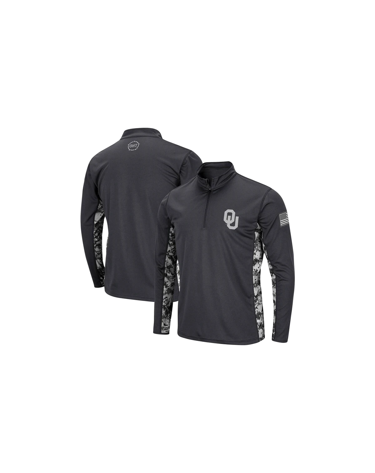 Men's Charcoal Oklahoma Sooners OHT Military-Inspired Appreciation Digi Camo Quarter-Zip Jacket