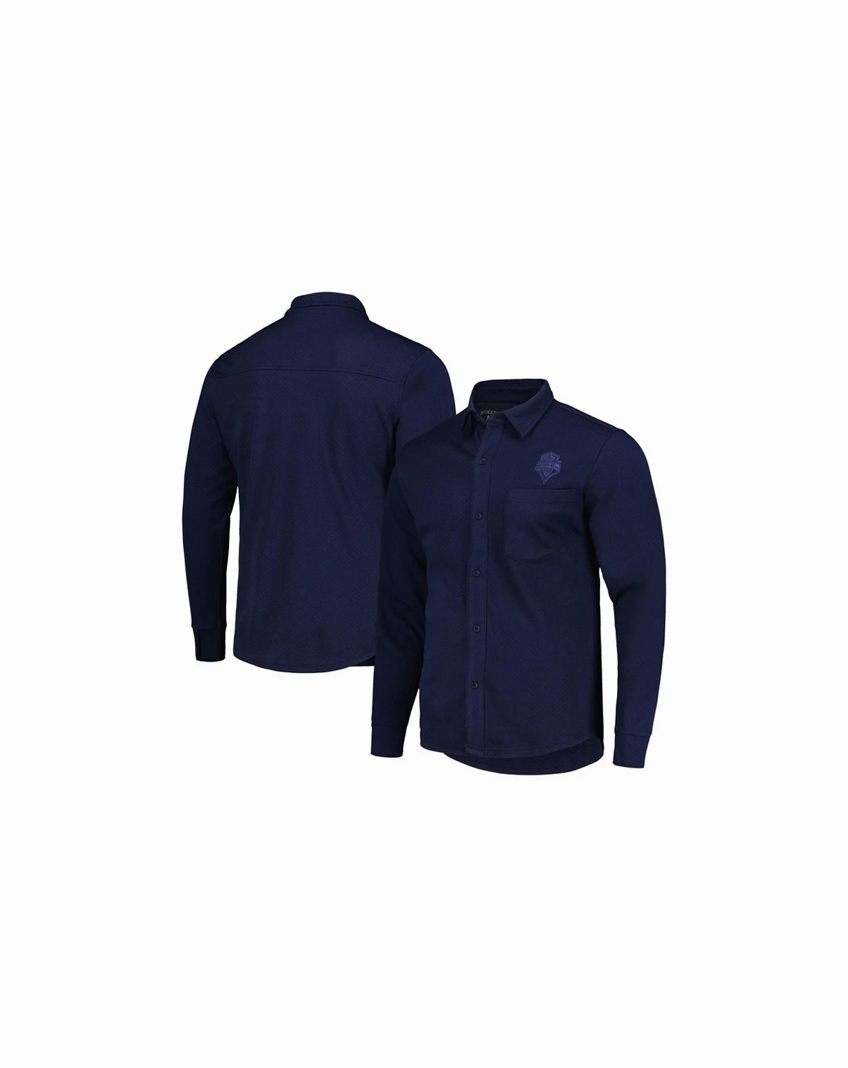 Men's Navy Seattle Sounders FC Streamer Diamond Button-Up Shacket