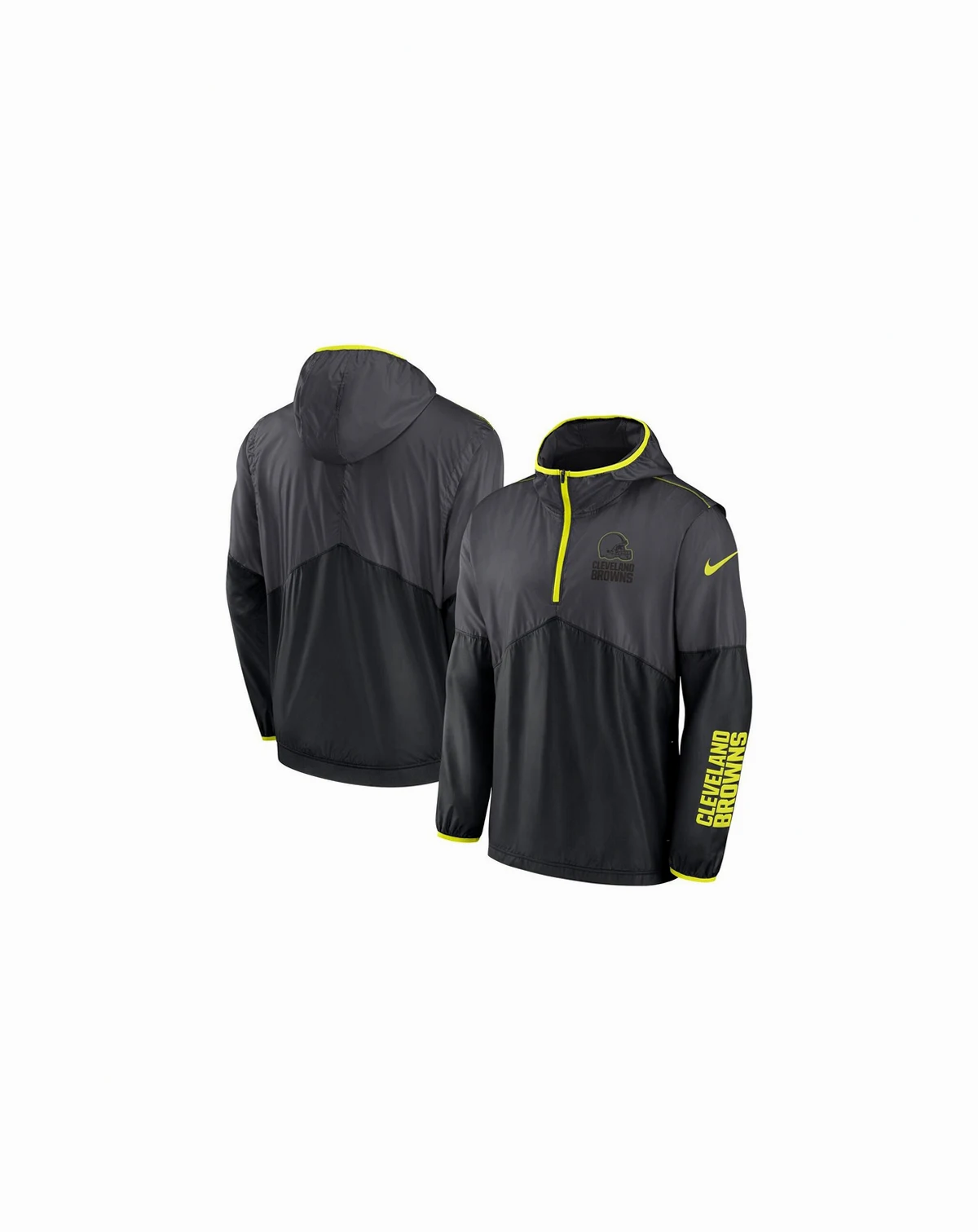 Men's Anthracite Cleveland Browns Volt Hoodie Half-Zip Jacket