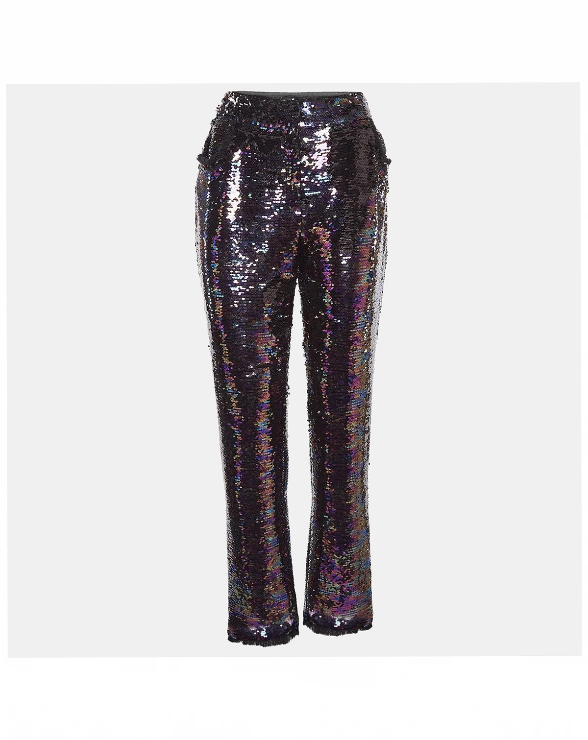 Women's Purple Fringe Trim Sequin Pants