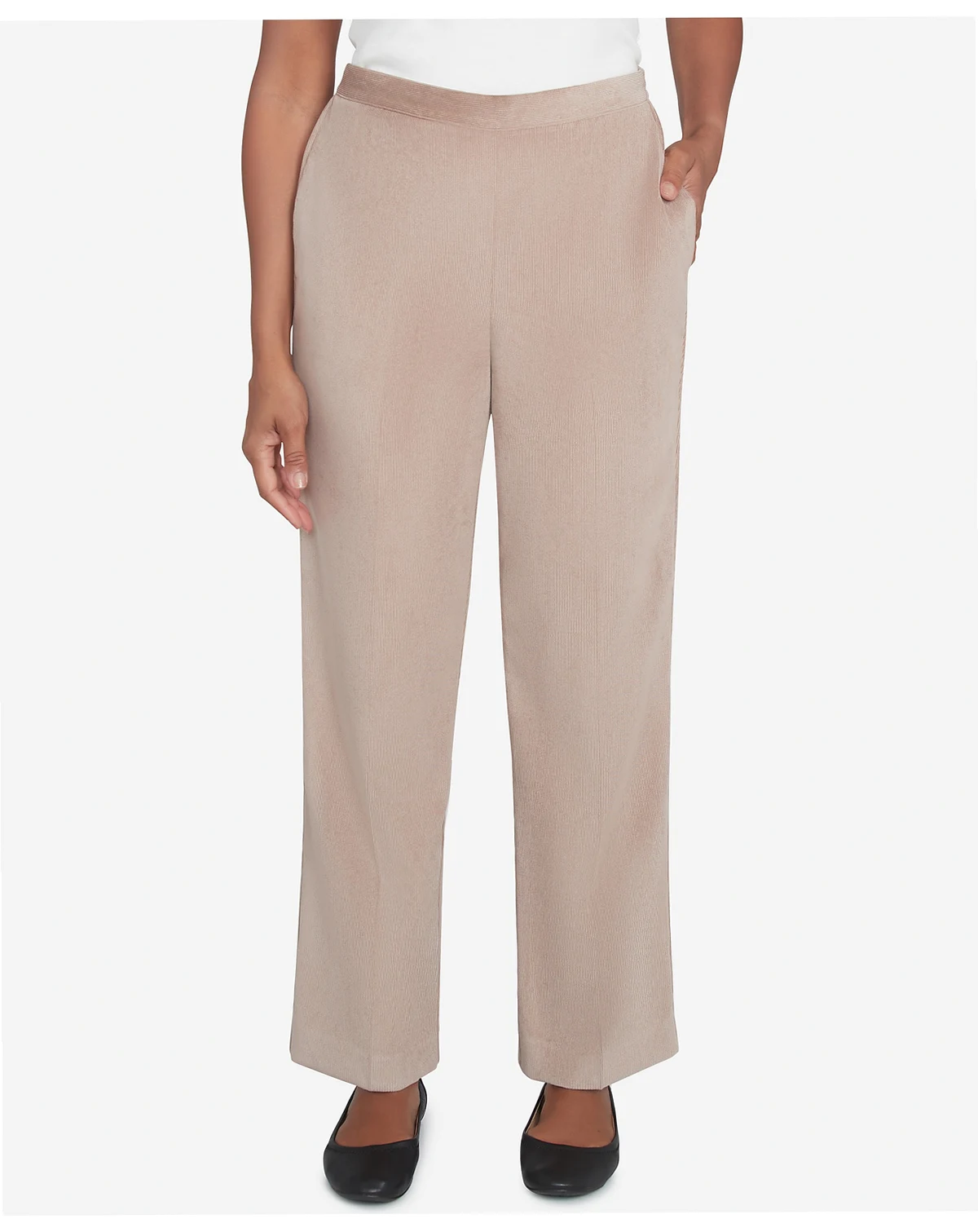 Women's Telluride Corduroy Elastic Waist Average Length Pleated Pants