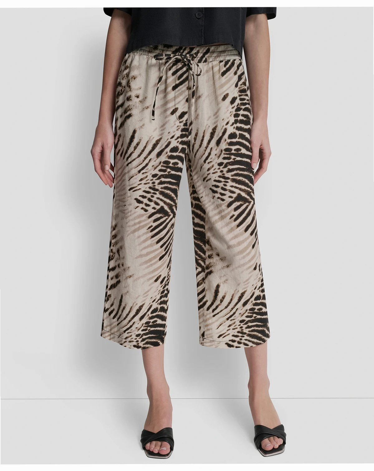 Women's Printed Linen Pull-On Pants