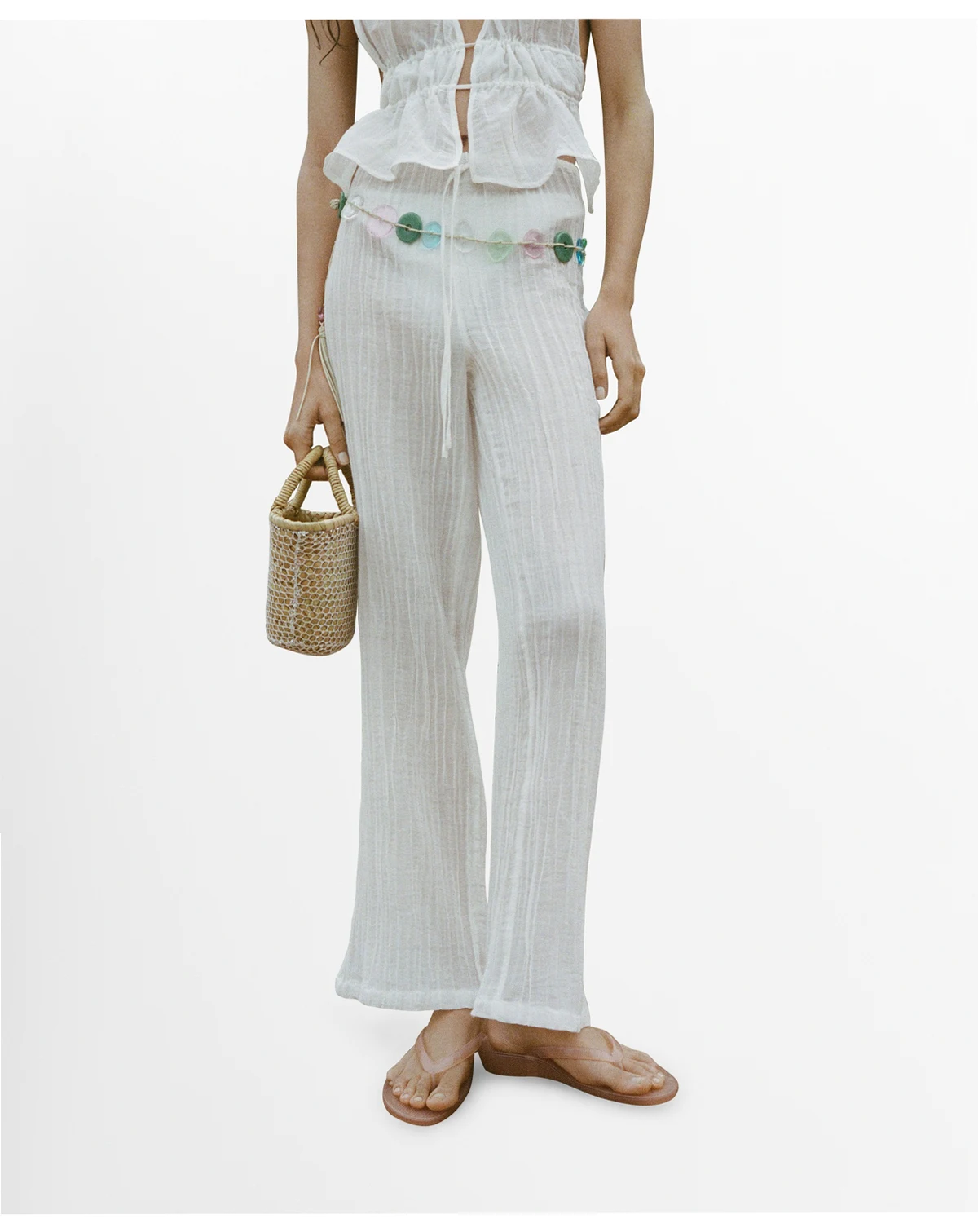 Women's Bow Detail Fluid Ramie Pants