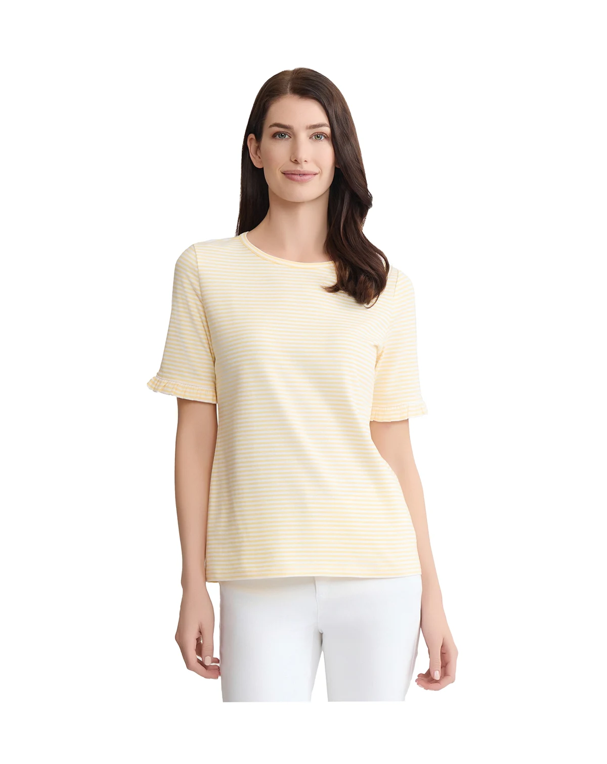 Petite Elbow Ruffle-Sleeve Crewneck T-Shirt