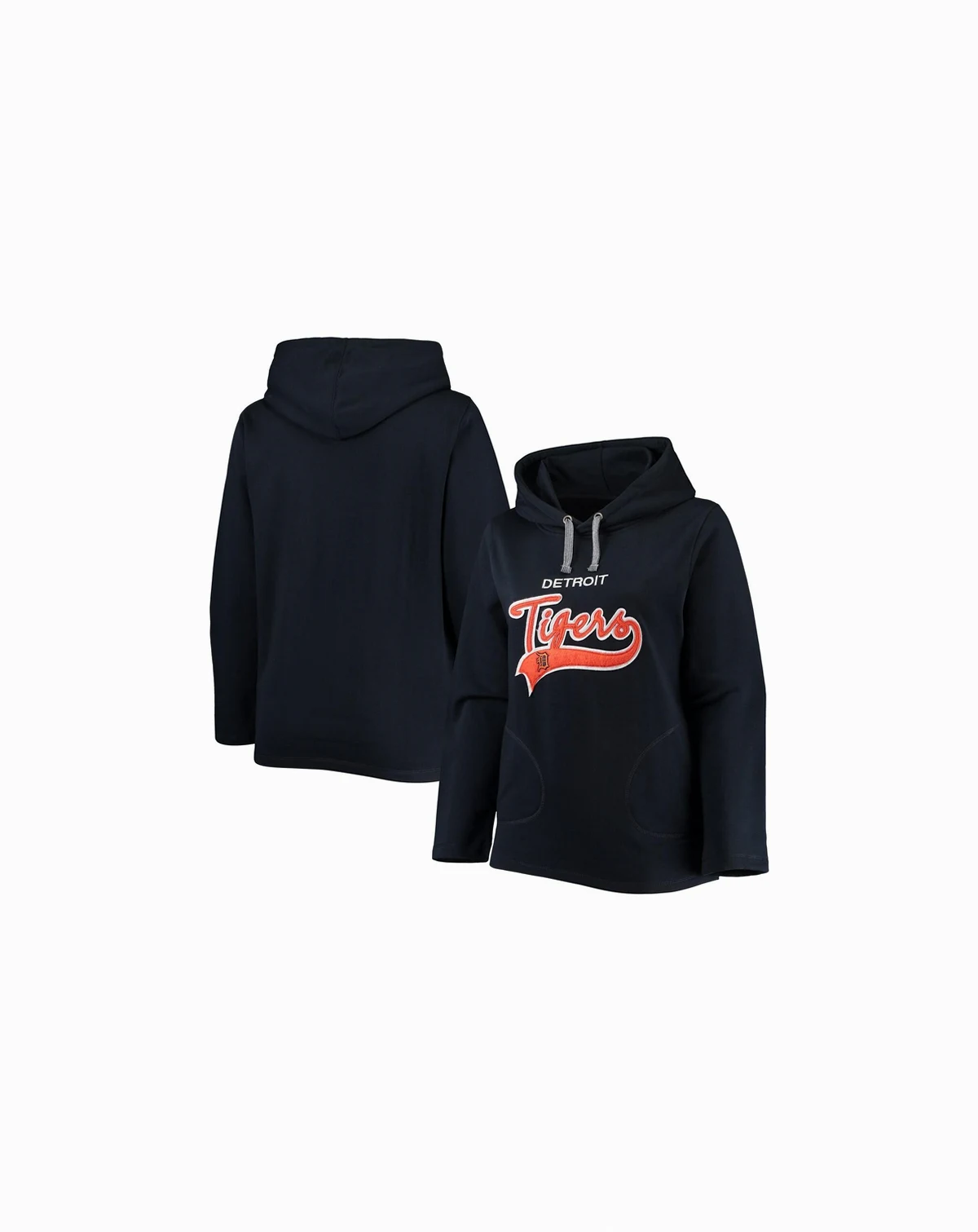 Women's Navy Detroit Tigers Plus Size Side Split Pullover Hoodie