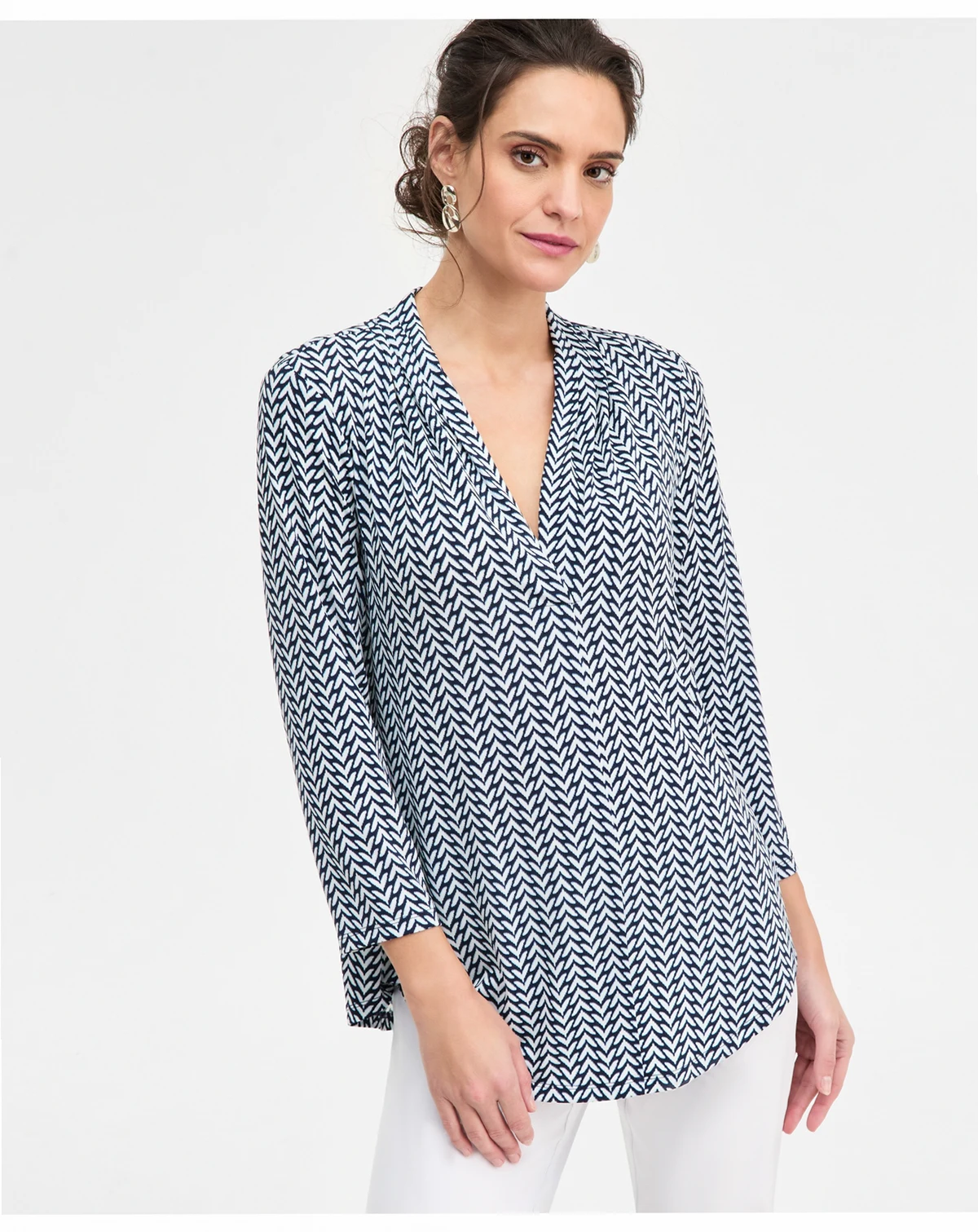 Petite Chevron Ity Print Top, Macy's Exclusive