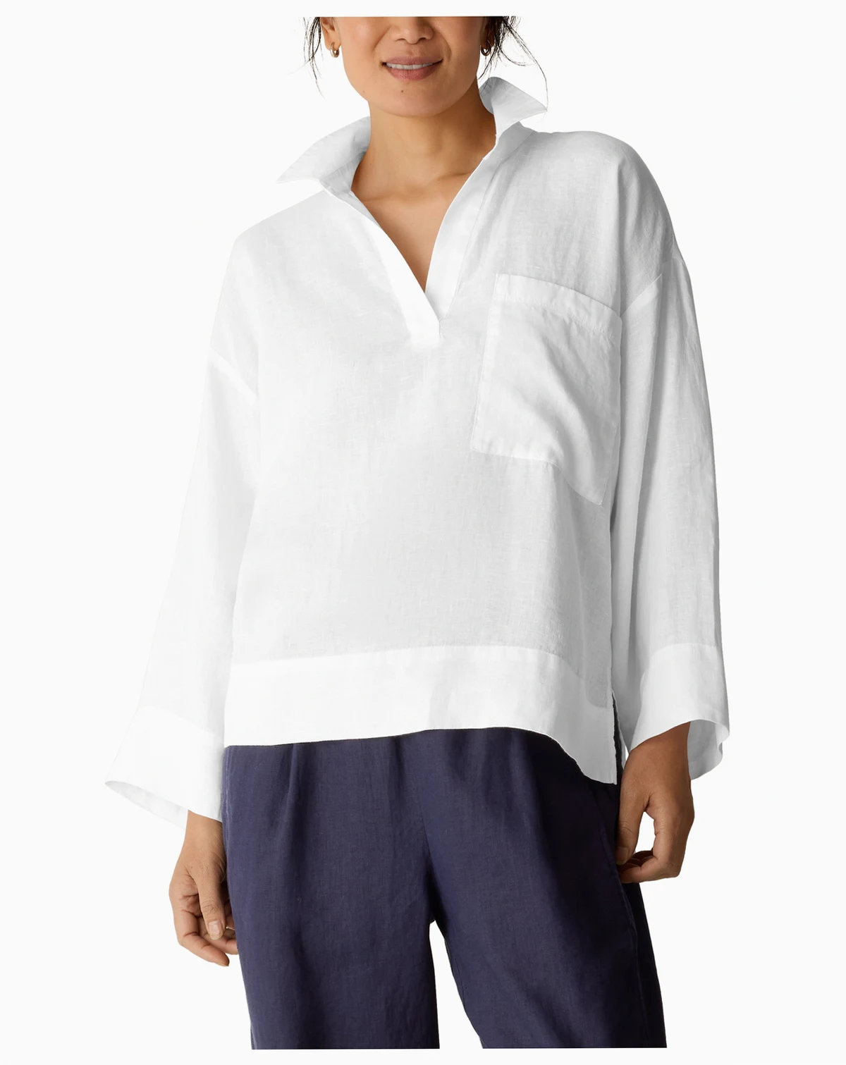 Women's Classic Collar Pop-Over Top