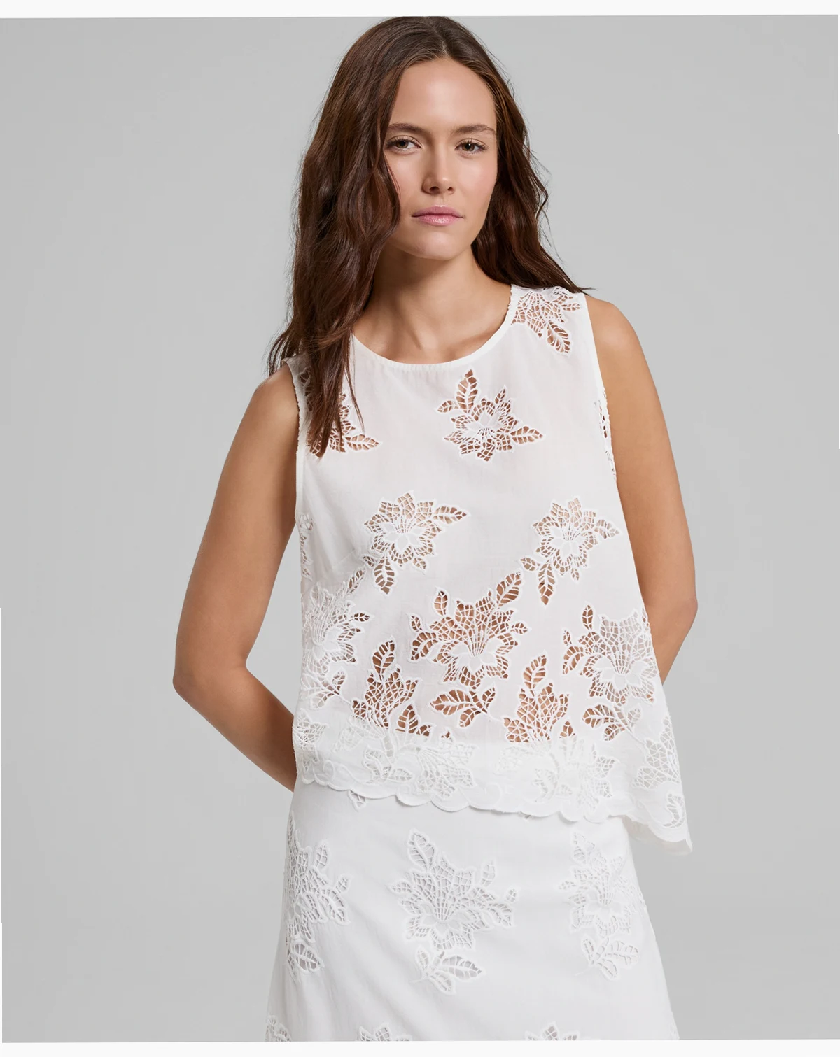 Women's Cotton Eyelet Asymmetric Top, Macy's Exclusive
