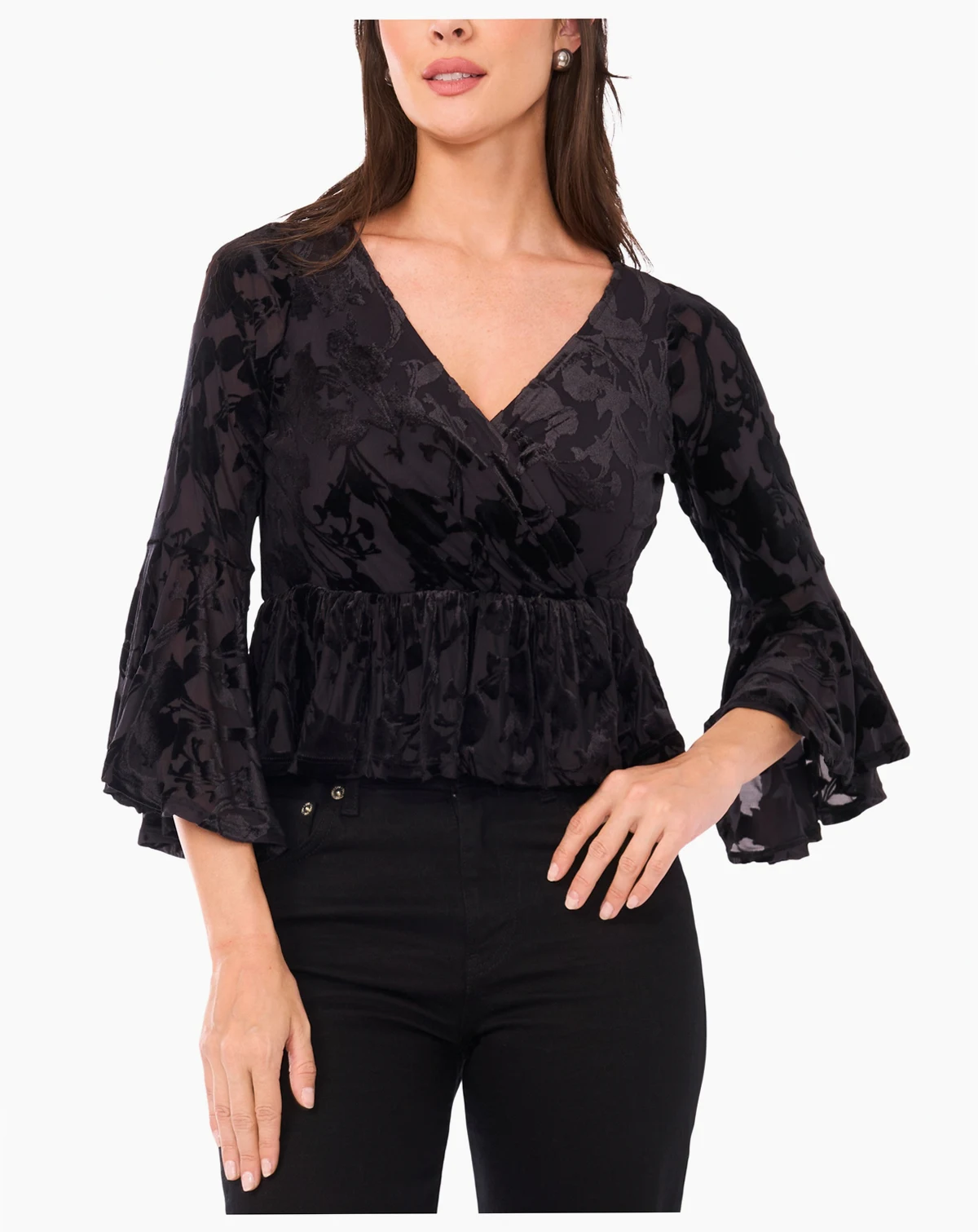 Petite Bell Sleeve Peplum Top