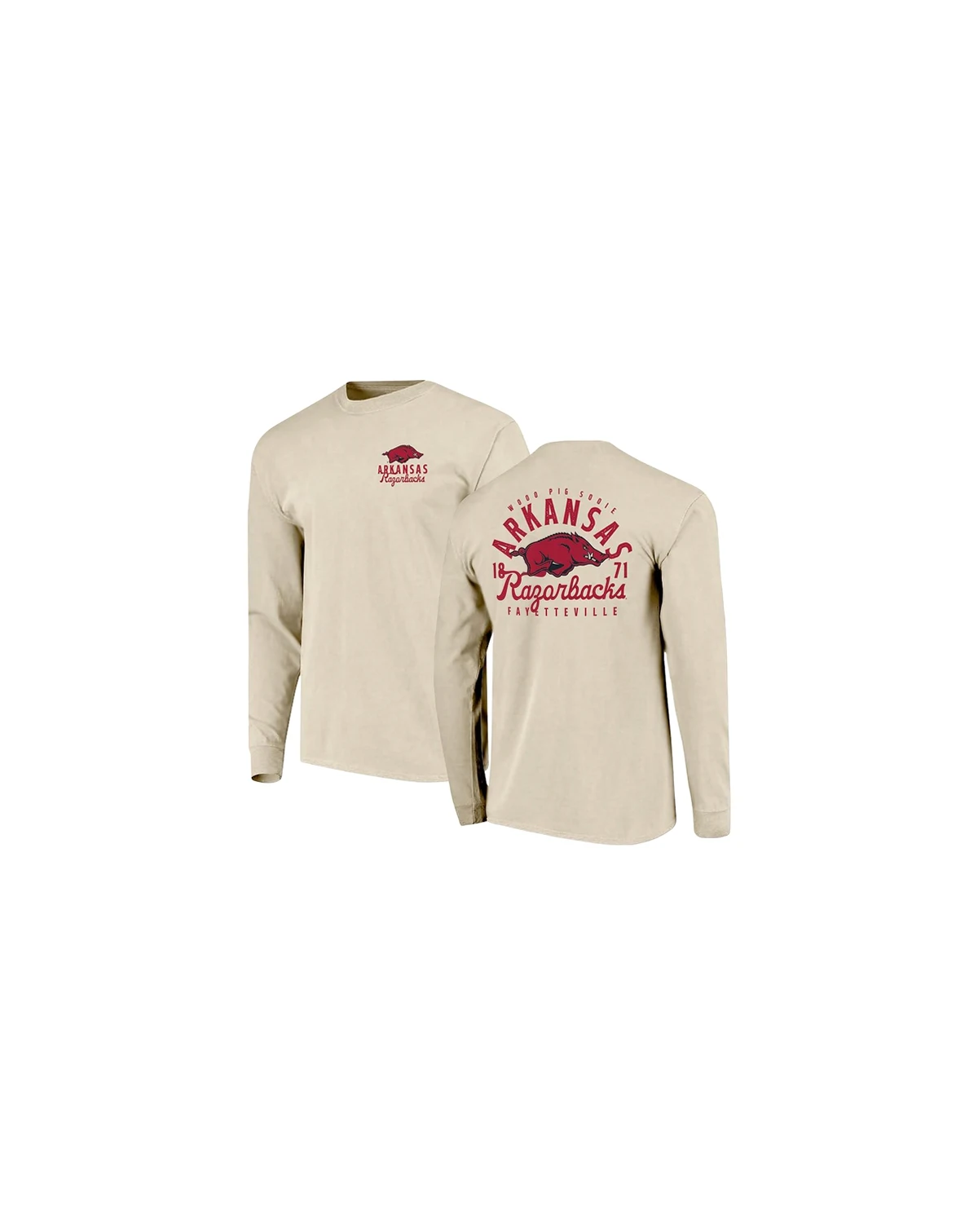 Men's Natural Arkansas Razorbacks Comfort Colors Mascot Overlay Long Sleeve T-Shirt