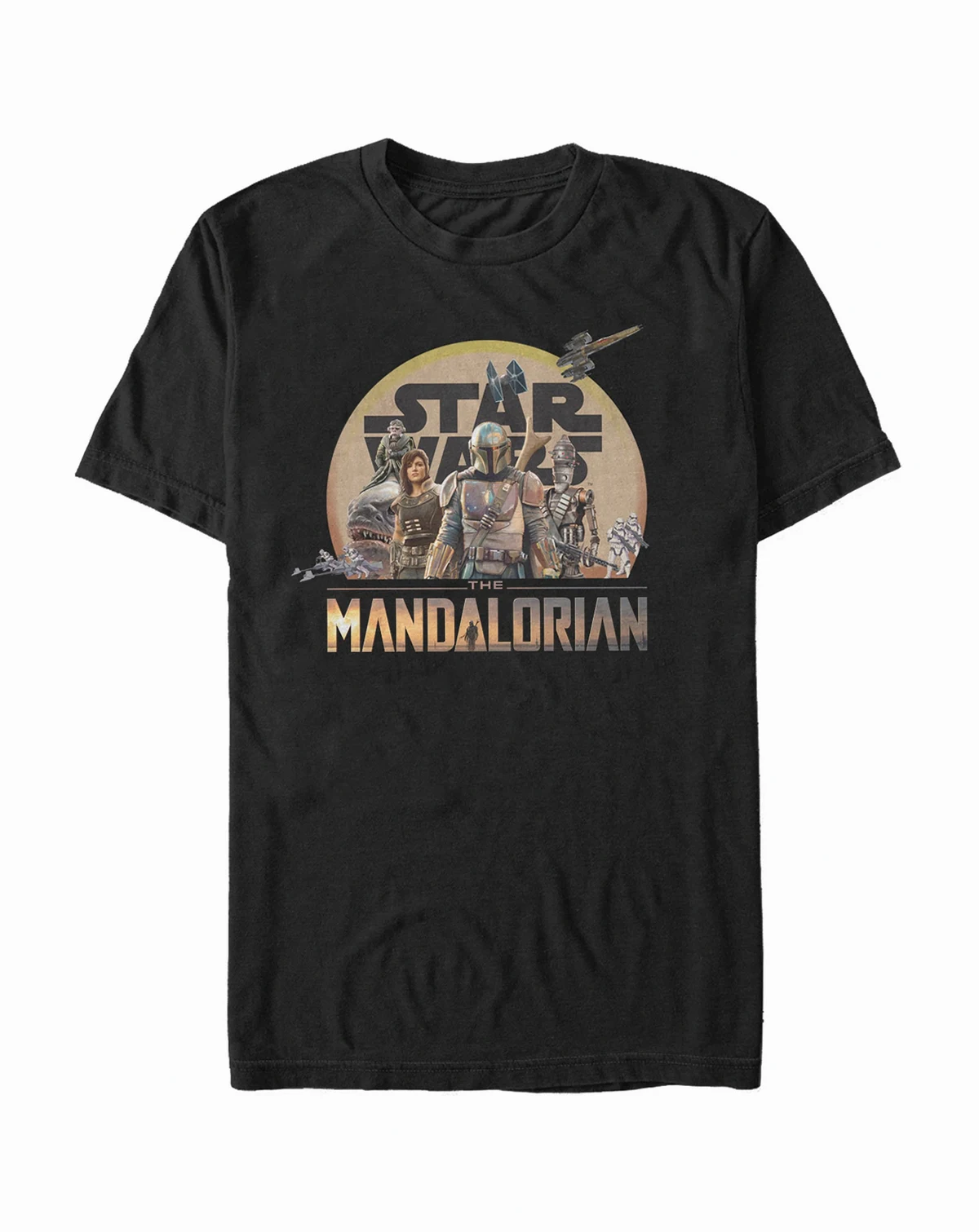 Star Wars Men's Mandalorian Sunrise Boba Fett Group T-shirt