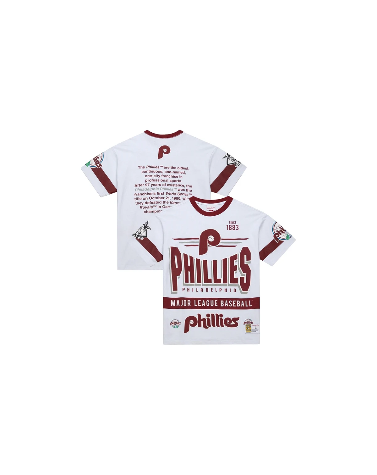 Men's White Philadelphia Phillies Cooperstown Collection Team Origins Premium T-Shirt