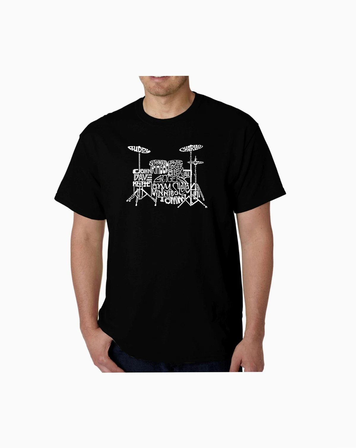 Mens Word Art T-Shirt - Drums