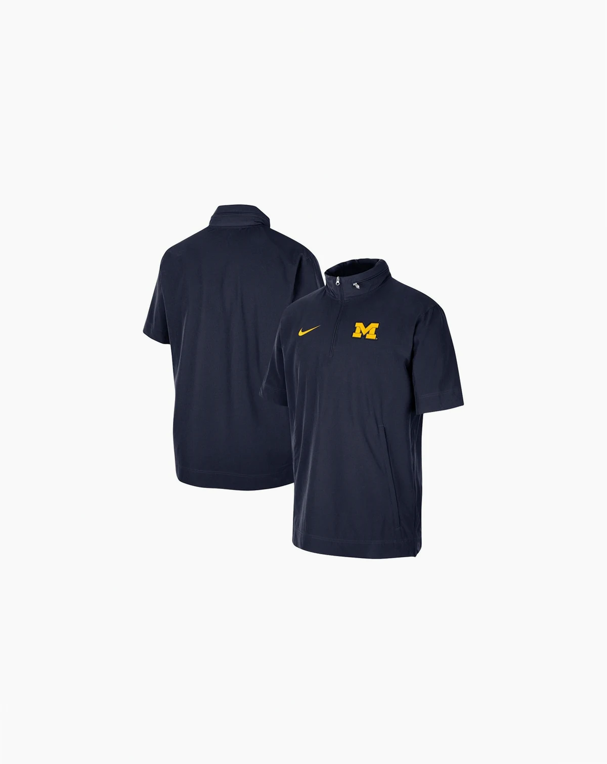 Men's Navy Michigan Wolverines Coaches Half-Zip Short Sleeve Jacket